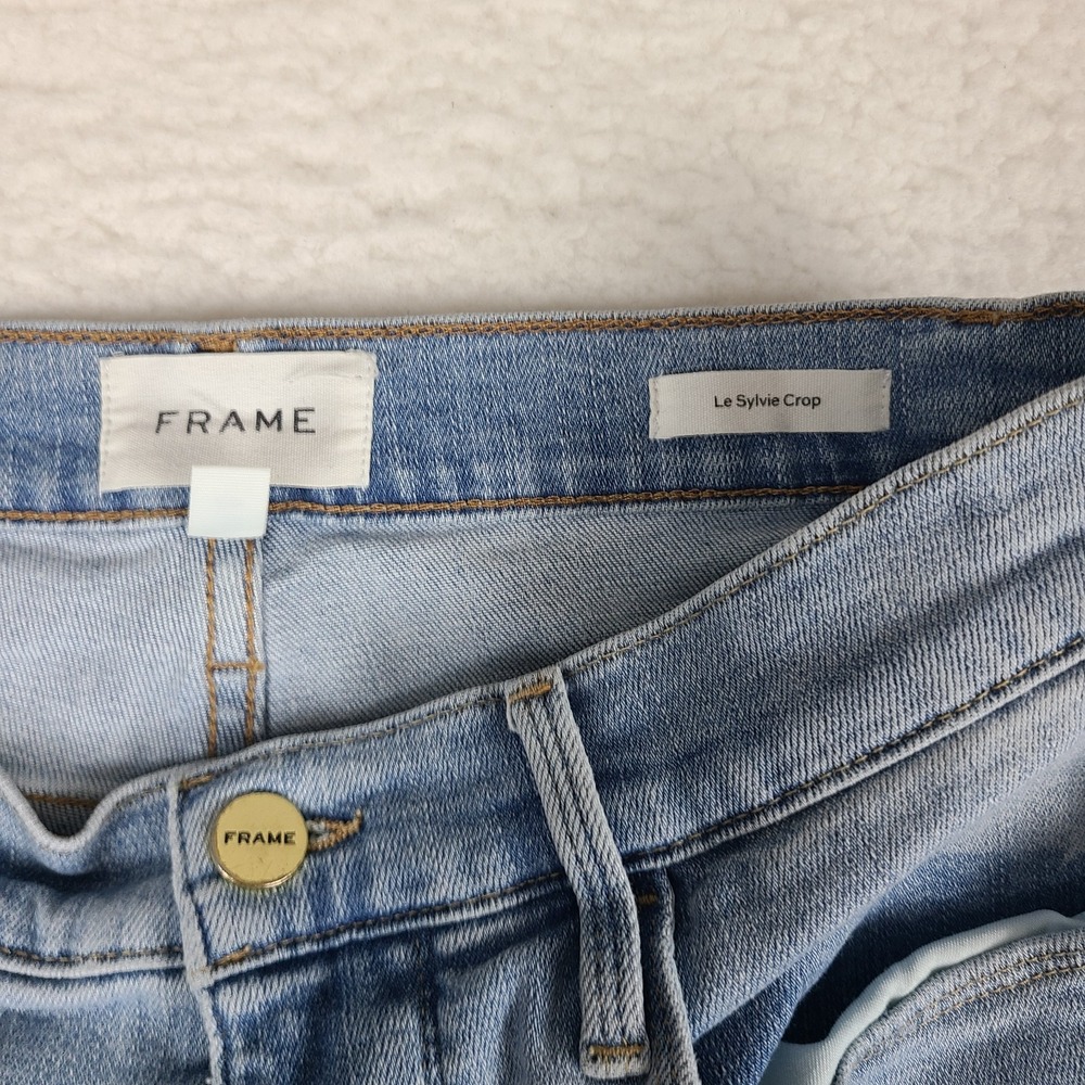 FRAME Jeans Womens 28 Blue Le Sylvie Crop Fray Light Wash Denim‎ - Picture 9 of 14